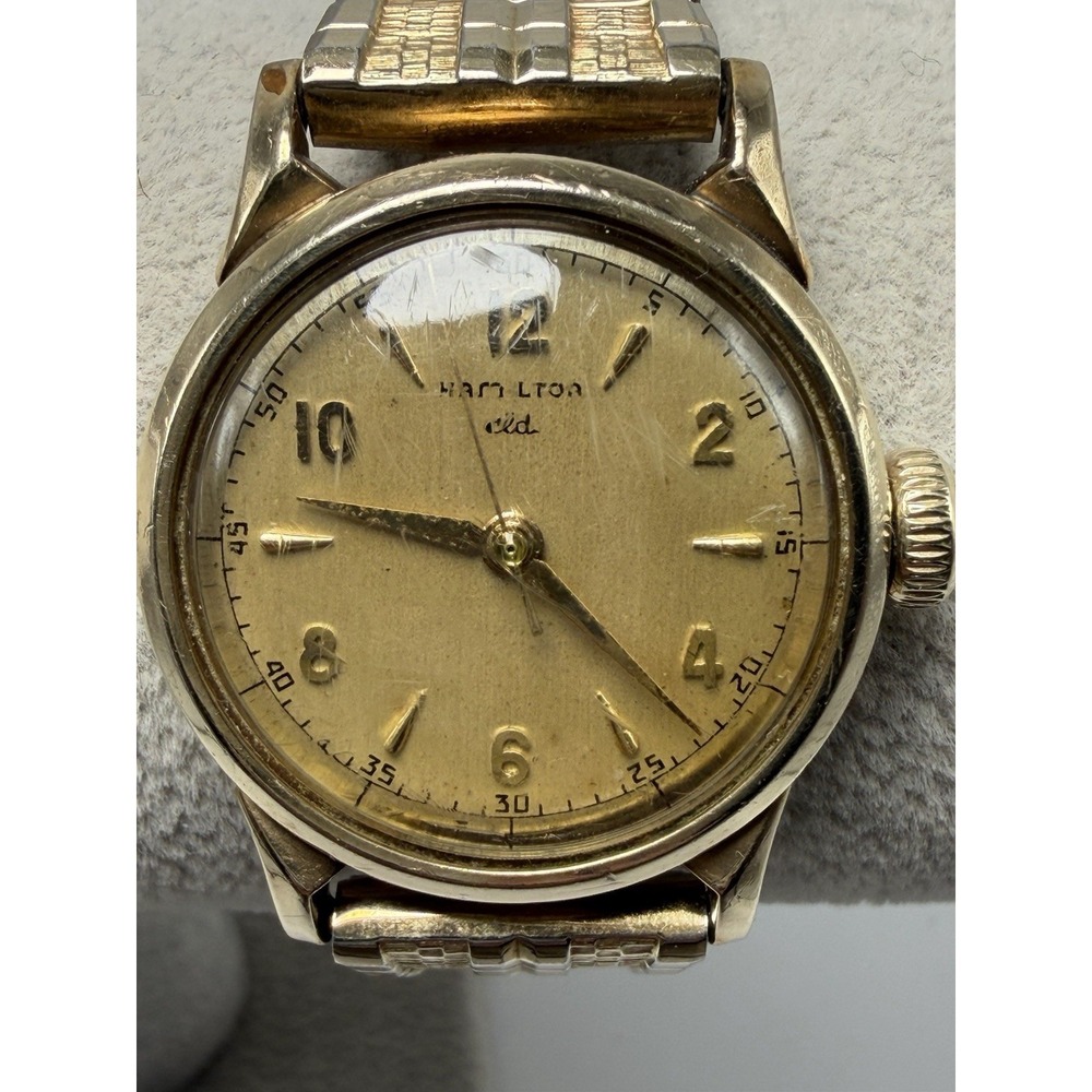 Hamilton CLD Working Mens Gold Plated Manual Wind Watch 29MM 6.25" Vintage